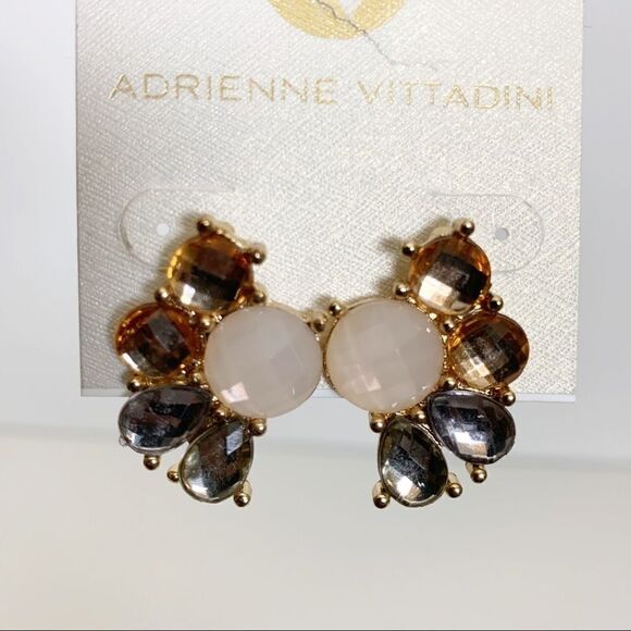 Adrienne Vittadini Jeweled Fan Stud Earrings - Picture 1 of 3